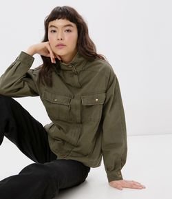 Jaqueta Parka em Sarja 