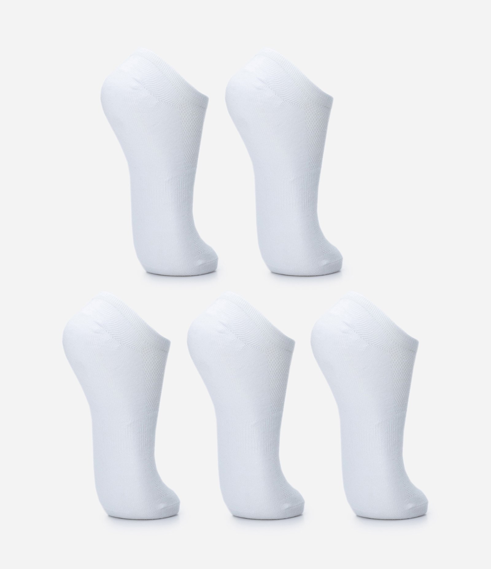 Kit 05 Pares de Meias Esportivas Cano Baixo Básicas Branco 3