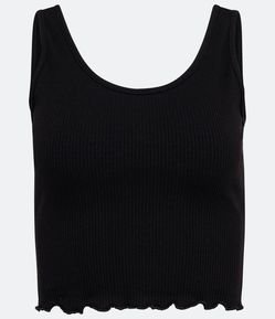 Blusa Regata Cropped Básica em Algodão Canelado