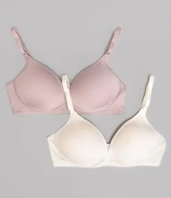 Kit 02 Sutiã em Microfibra com Bojo Sem Aro e Alça Regulável DelRio