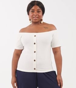 Blusa Ombro a Ombro com Botões Curve & Plus Size