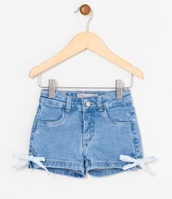 Short Infantil Jeans com Laços - Tam 1 a 4
