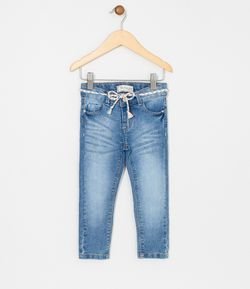 Calça Infantil em Jeans com Cinto Trançado - Tam 1 a 4 anos