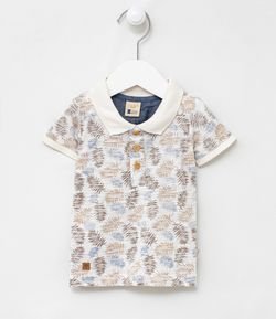 Camiseta Infantil Estampada com Gola Polo - Tam 0 a 18 meses