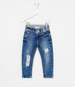 Calça Infantil em Jeans com Puído - Tam 1 a 4 anos