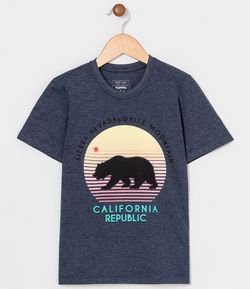 Camiseta Infantil Estampa Urso California - Tam 5 a 14 anos