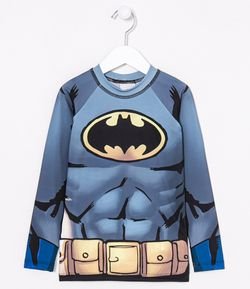 Camiseta Praia Infantil Proteção UV Estampa Corpo do Batman - Tam  2 a 14 anos