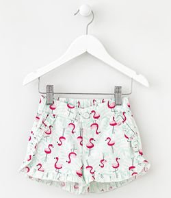 Bermuda Infantil Estampa de Flamingos - Tam 1 a 4 anos
