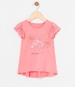 Blusa Infantil Estampa de Borboletas com Flores - Tam 1 a 4 anos
