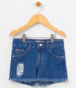 Short Infantil em Jeans Detalhe em Neon - Tam 5 a 14 anos