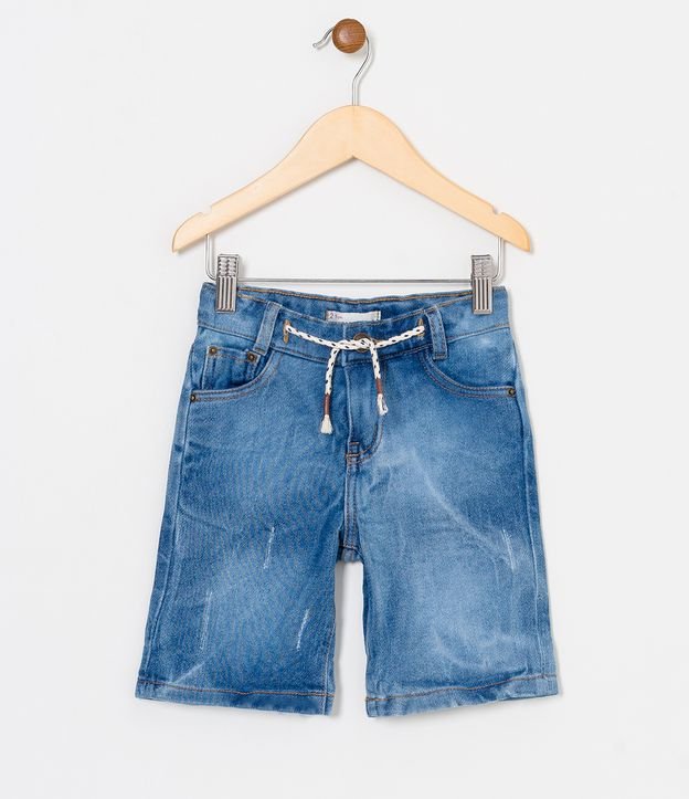 Bermuda Infantil em Jeans com Cadarço - Tam 1 a 4 anos Azul 1
