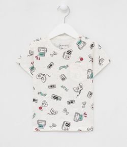Camiseta Infantil Estampa Controles de Games - Tam 1 a 4 anos