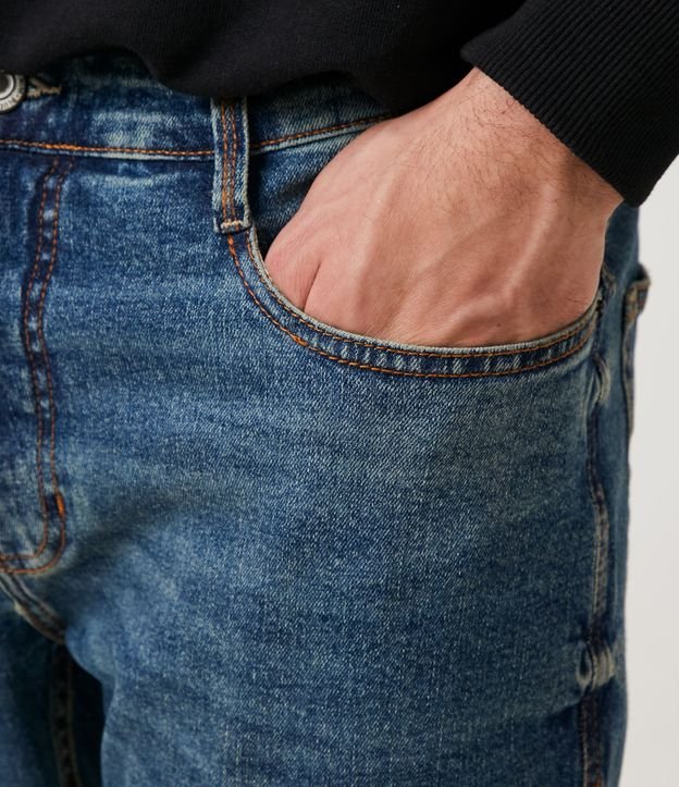 Calça Skinny Básica Jeans com Bolsos Azul 4