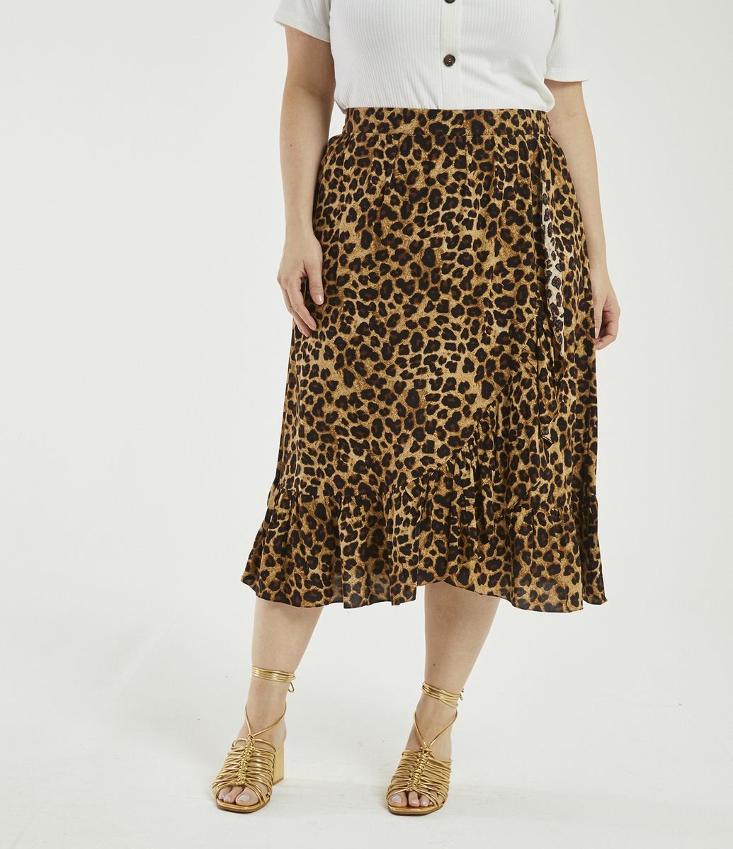 saia midi animal print riachuelo