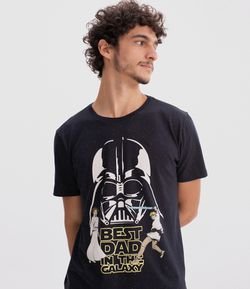 Camiseta Estampa Star Wars Best Dad In The Galaxy Brilha no Escuro 