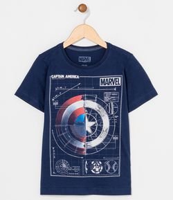 Camiseta Infantil Estampa Escudo do Capitão América - Tam 4 a 12 anos
