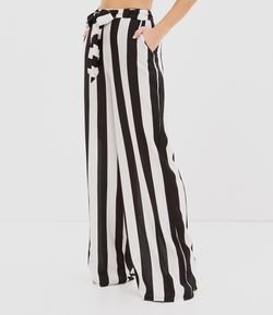 Calça Pantalona Listrada com Bolso