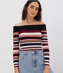 Blusa Ombro a Ombro Listrada 