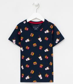 Camiseta Infantil Estampa de Comida - Tam 5 a 14 anos
