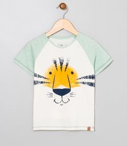 Camiseta Infantil Estampa de Tigre - Tam 1 a 4 anos