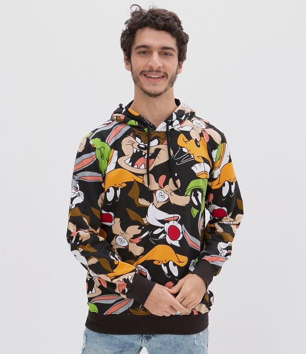 Camiseta em moletinho com capuz estampa looney tunes Clearance