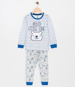 Pijama Infantil Estampa de Urso - Tam 1 a 4 anos