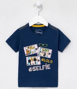 Camiseta Infantil Estampa Disney Selfie - Tam 1 a 4 anos