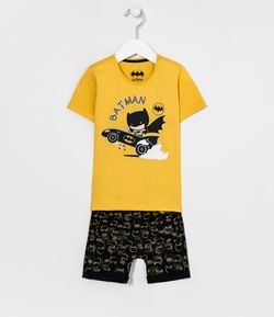 Conjunto Infantil Camiseta Estampa Batman e Bermuda com Bolso Canguru - Tam 1 a 4 anos