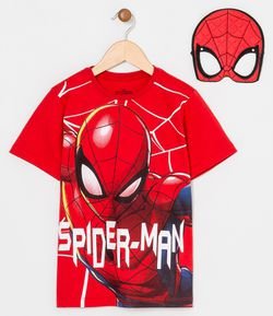Camiseta Infantil Estampa do Homem Aranha com Máscara - Tam 2 a 8 anos