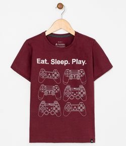 Camiseta Infantil Playstation Brilho no Escuro - Tam 5 a 14 anos