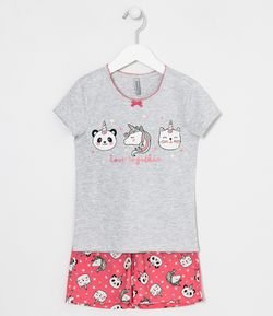 Pijama Infantil Estampado com Lacinho na Gola - Tam 2 a 14 anos