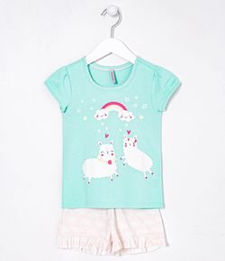 Pijama Infantil Estampa de Ihama com Pompom - Tam 1 a 4 anos