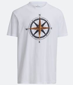 Camiseta Comfort em Algodão com Estampa Rosa dos Ventos