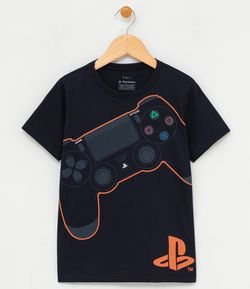 Camiseta Infantil Estampa Playstation - Tam 5 a 14 anos