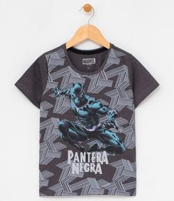 Camiseta Infantil Estampa Pantera Negra - Tam 4 a 10 anos