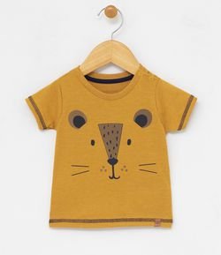 Camiseta Infantil Estampa Leão - Tam 0 a 18 meses