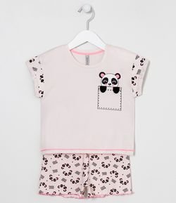 Pijama Infantil Estampa de Panda - Tam 5 a 14 anos