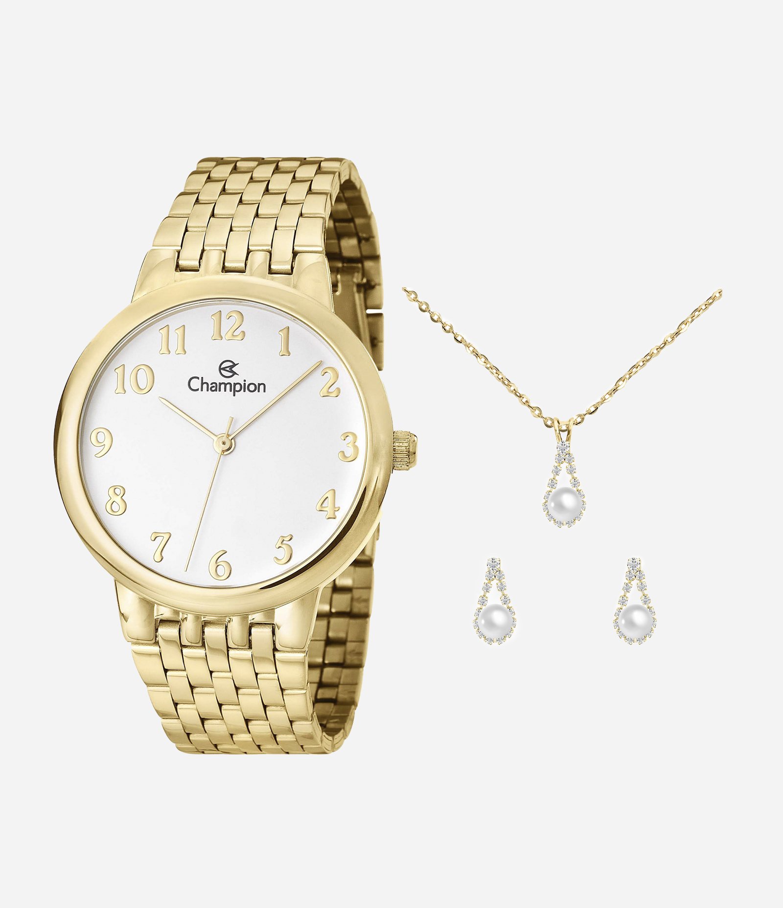 Kit Relógio Champion Feminino Analógico  Dourado 3