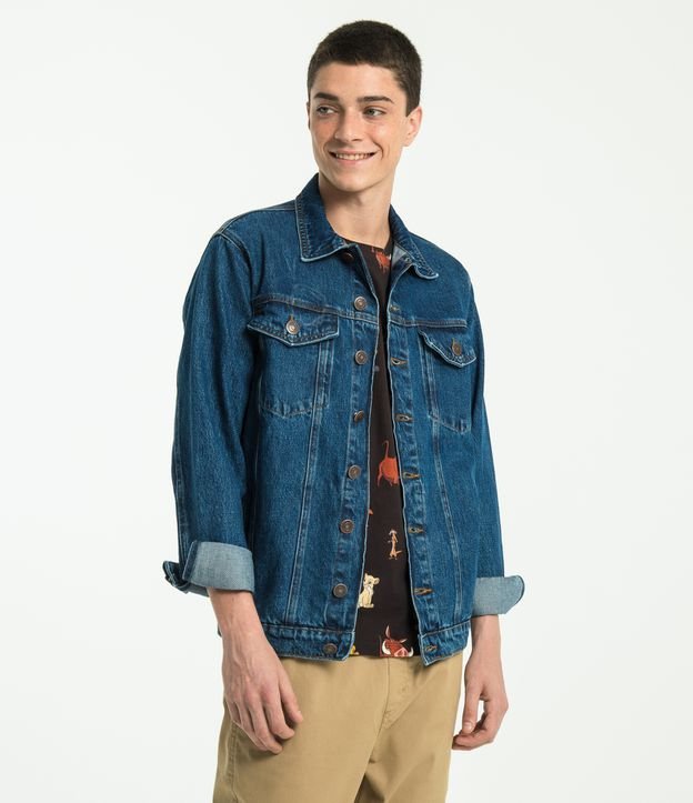 jaqueta jeans com moletom masculina renner
