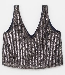 Blusa com Bordados Paetês e Miçangas - Renner