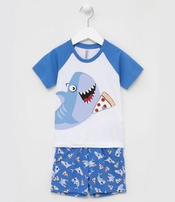 Pijama Infantil Estampa de Tubarão Brilha no Escuro - Tam 1 a 4 anos