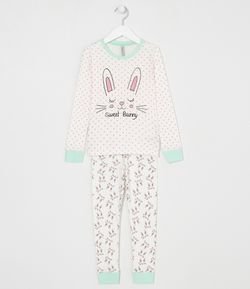 Pijama Infantil Estampa de Coelho - Tam 1 a 8 anos