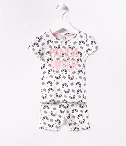 Pijama Infantil Estampa de Pandas - Tam 1 a 4 anos