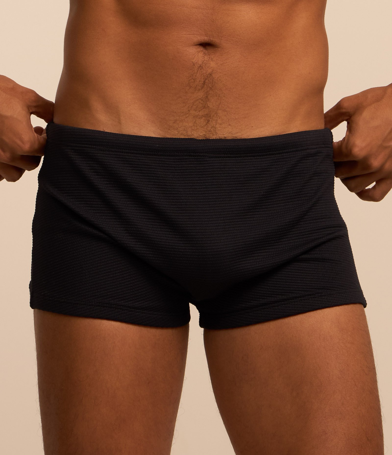 Sunga Boxer Básica Texturizada com Cordão Interno Preto 2