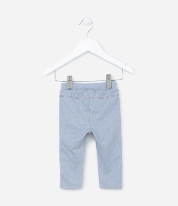 Calça Infantil com Costura Contrastante e Etiqueta de Coraçãozinho - Tam 0 a 18 meses Azul 4