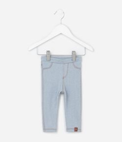 Calça Infantil com Costura Contrastante e Etiqueta de Coraçãozinho - Tam 0 a 18 meses