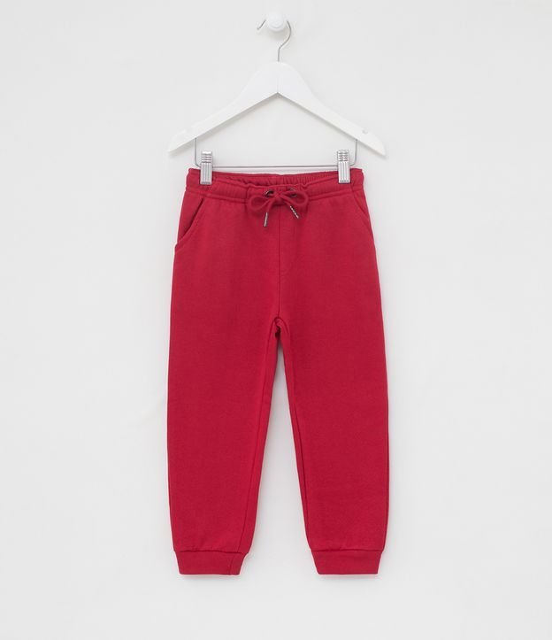 Pantalón Infantil Básico Liso con Ajuste - Talle 1 a 4 años  Rojo  1