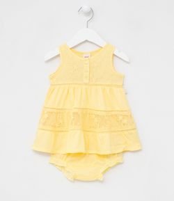 Vestido Infantil Detalha em Renda com Calcinha - Tam 0 a 18 meses