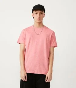 Camiseta em Algodão Mesclada com Manga Curta
