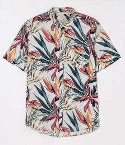 Camisa Manga Curta Estampa Floral Chic em Linho - Renner